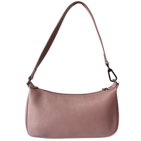 Vintage Longchamp Le Foulonné Pink Leather Shoulder Bag Y2K Silver Baguette - Picture 3 of 7